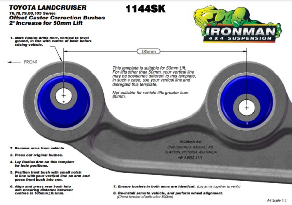 LC76 POLYURETHANE CASTER CORRECTION – 2° OFFSET