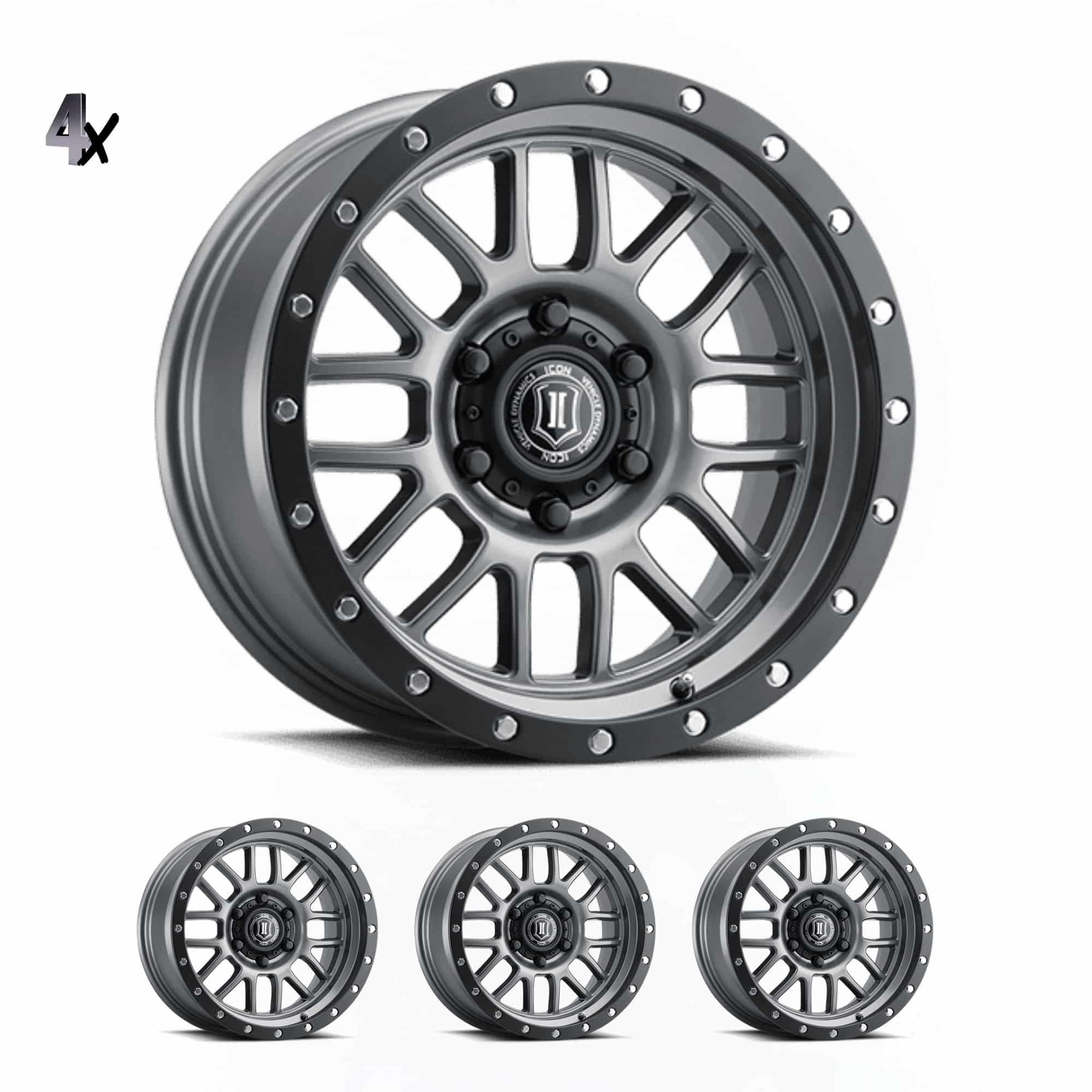 SILVERADO/SUBURBAN/SIERRA 1500 (17×8.50) 4x ALPHA GUNMETAL WITH BLACK RING 6×5.5″ (0 OFFSET)