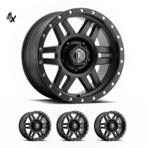 LC100/LC200/LX470/LX570 (17×8.50) 4 x SATIN BLACK SIX SPEED 5×150 +25 Offset