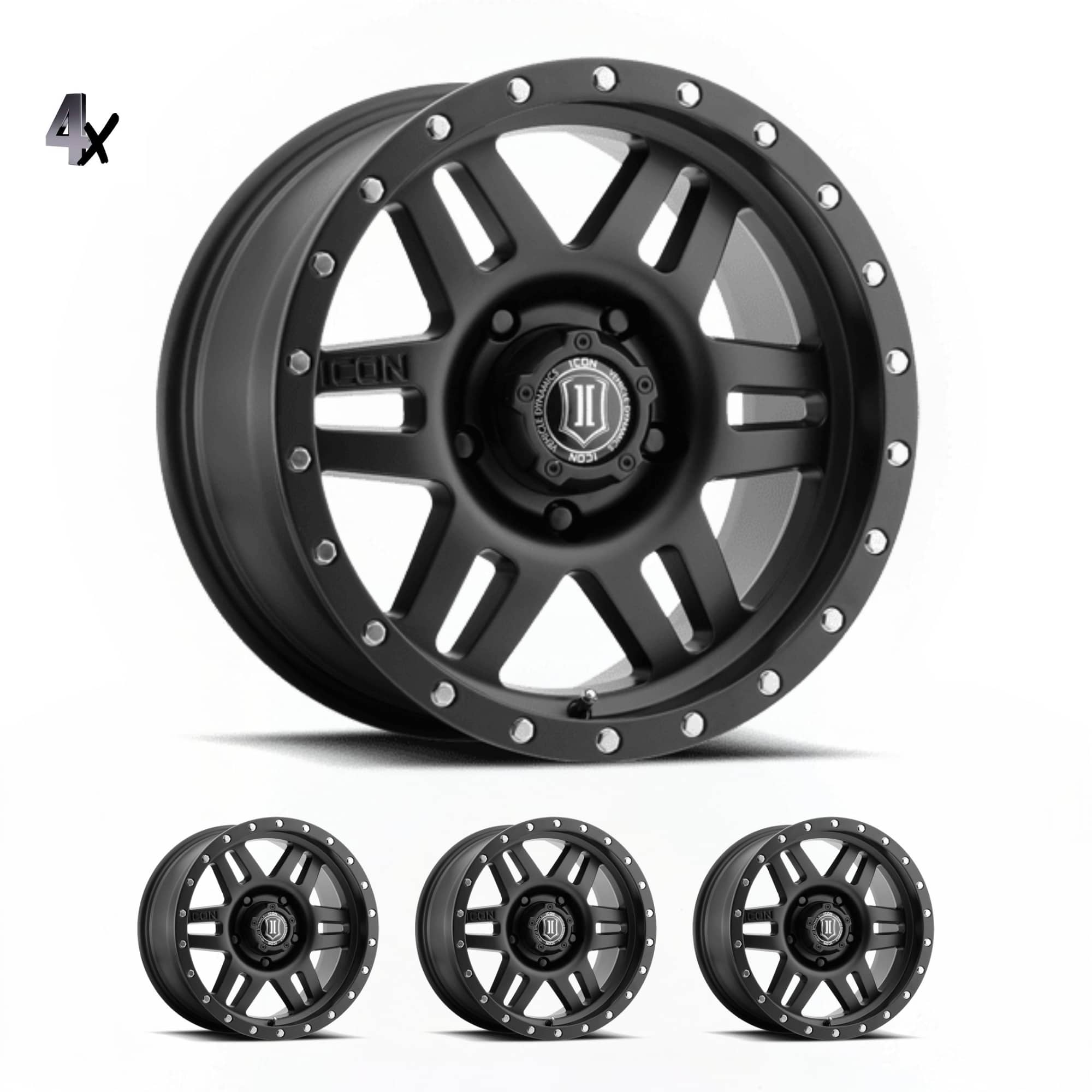 TUNDRA (17×8.50) 4 x SATIN BLACK SIX SPEED 5×150 +25 Offset