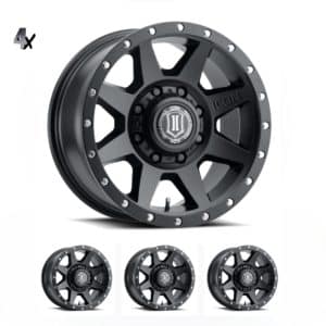 SILVERADO/SUBURBAN/SIERRA 2500HD (17×8.50) 4 x SATIN BLACK REBOUND HD 8×6.5 +13 OFFSET