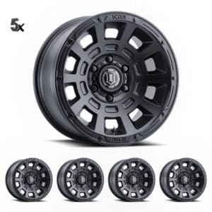 JK/JL/JT (17×8.50) 5 x THRUST SATIN BLACK 5×5 -6 OFFSET