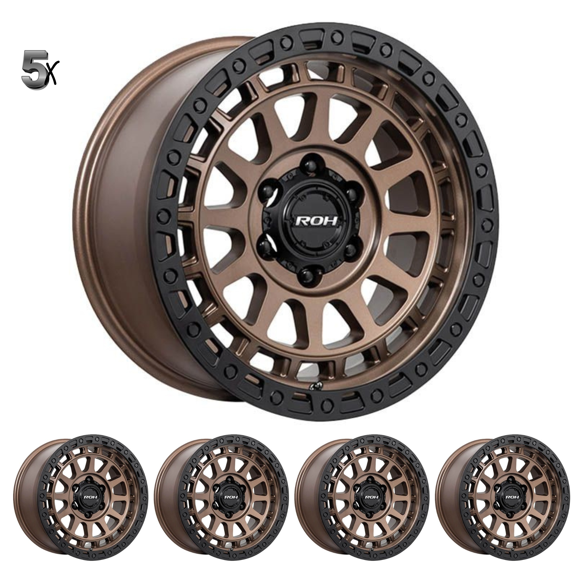 LC71/LC76/LC78/LC79 (17X9) 5x MATT BLACK BRONZE ASSAULT WHEELS (6/139) -12 / -59 OFFSET