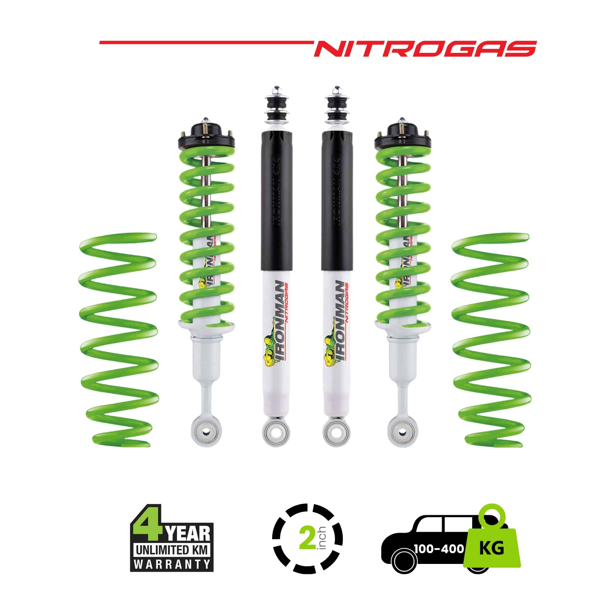 LC200 2 Inch Nitrogas Kit – 100-400 Rear Medium with Accessories