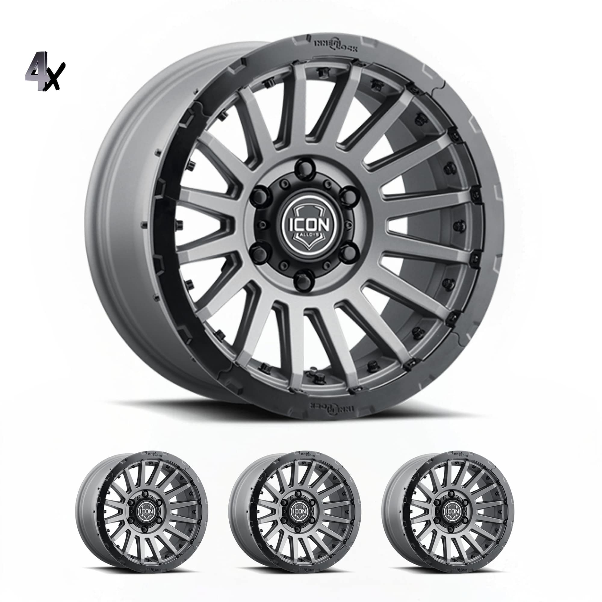 FJ/Prado/GX460/Hilux/Fortuner/4Runner/Pajero/Tacoma (17×8.5) 4x RECON PRO CHARCOAL 6×5.5 +25 OFFSET